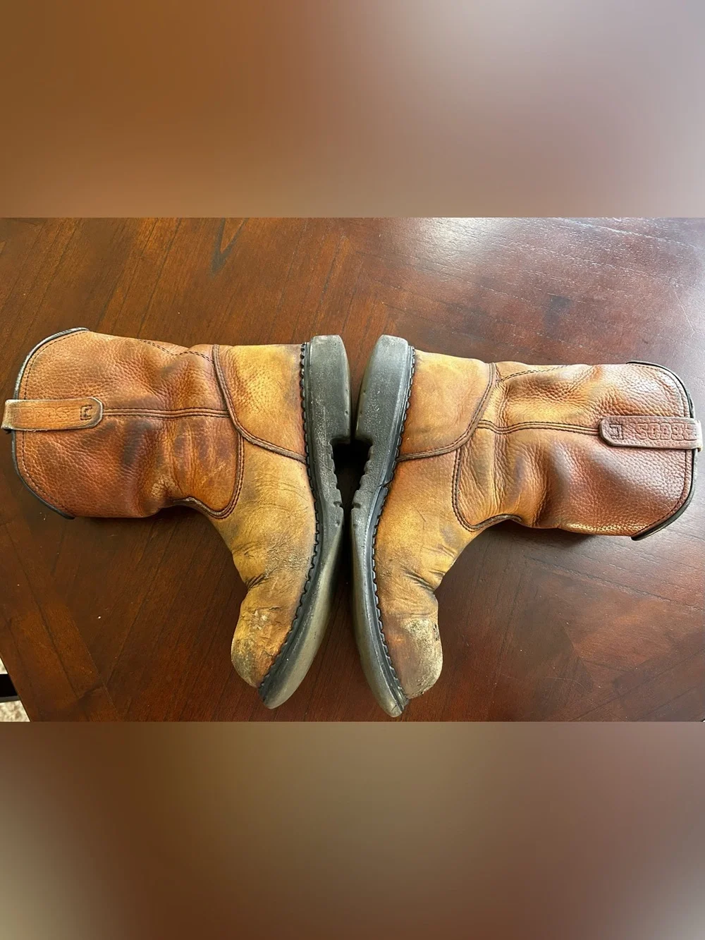 Vintage Red Wing Pecos Pull-On Work Boots Made in USA Distressed Leather size 9D